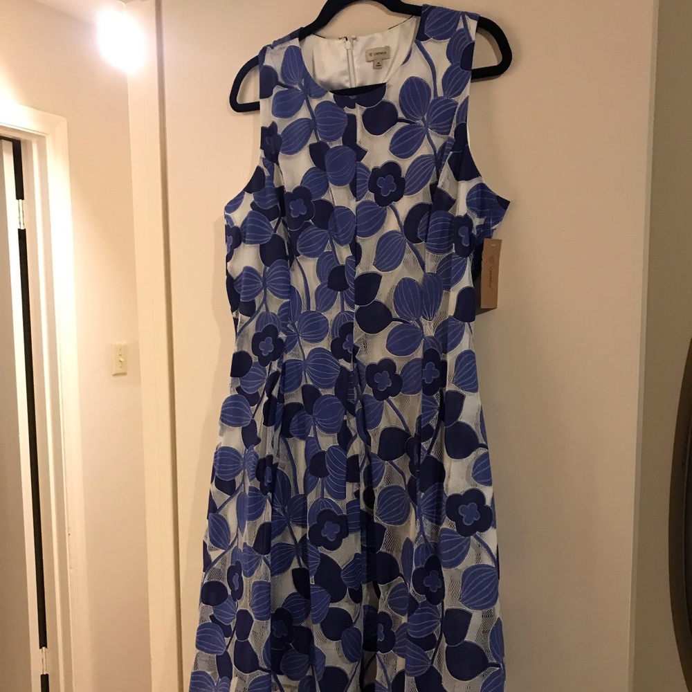 Cremieux Blue And White Floral Dress